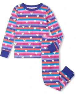 Hatley Kids Stripes & Hearts Stretch Cotton Pajama Set (Toddler/Little Kid/Big Kid) | Sleepwear