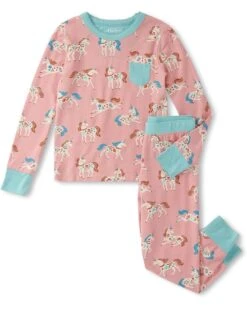 Hatley Kids Folksy Unicorn Bamboo Pajama Set (Toddler/Little Kid/Big Kid) | Sleepwear