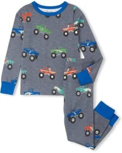Hatley Kids Monster Trucks Stretch Cotton Pajama Set (Toddler/Little Kid/Big Kid) | Sleepwear