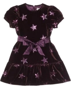 Hatley Kids Pink Star Sequin Vevlet Dress (Toddler/Little Kids/Big Kids) | Dresses