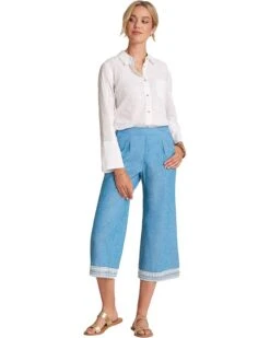 Hatley Cropped Wide Leg Pants - Chambray