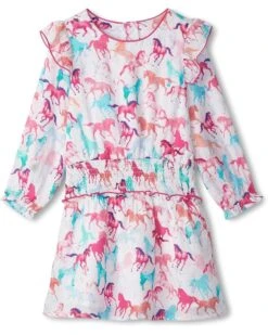 Hatley Kids Photo Print Horses Smocked Waist Dress (Toddler/Little Kid/Big Kid) | Dresses