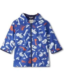 Hatley Kids Dino Fossils Colour Changing Zip-Up Rain Jacket (Toddler/Little Kid/Big Kid) | Coats & Outerwear