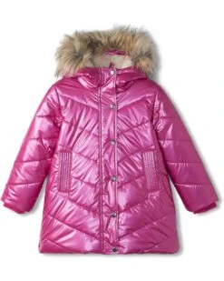 Hatley Kids Fuschia Star Sherpa Lined Puffer Jacket (Toddler/Little Kid/Big Kid) | Coats & Outerwear
