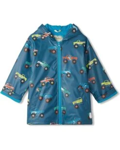 Hatley Kids Monster Trucks Zip-Up Rain Jacket (Toddler/Little Kid/Big Kid) | Coats & Outerwear