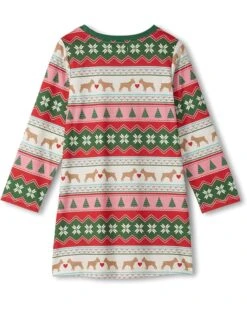 Hatley Kids Puppy Hearts Fairisle Long Sleeve Nightdress (Toddler/Little Kid/Big Kid) | Sleepwear