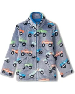 Hatley Kids Monster Trucks Fuzzy Fleece Zip-Up (Toddler/Little Kid/Big Kid) | Coats & Outerwear