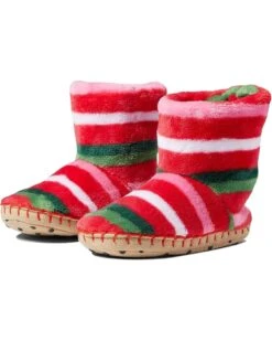 Hatley Kids Candy Cane Stripes Fleece Slippers (Toddler/Little Kid)