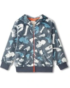 Hatley Kids Dino Fossils Fuzzy Fleece Zip-Up (Toddler/Little Kid/Big Kid) | Coats & Outerwear