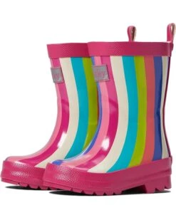 Hatley Kids Rainbow Stripes Shiny Rain Boots (Toddler/Little Kid/Big kid)